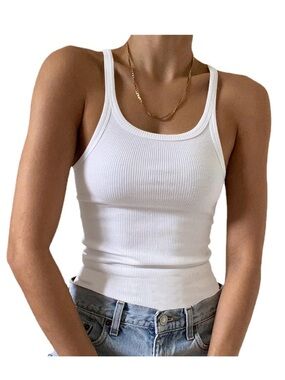Artfish Ribbed Scoop Neck Tank Top